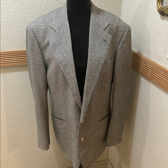 Macy's Other - Men’s Club Room 100 % Silk Gingham Classic Blazer Size 44L Jacket!